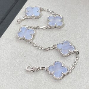 パープルカルセドニー 四つ葉モチーフブレスレット（5モチーフ）｜ホワイトゴールド｜Van Cleef & Arpels Vintage Alhambraスタイル