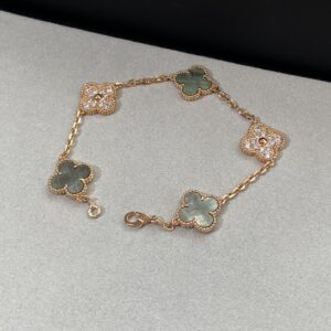 グレーマザーオブパール 四つ葉モチーフブレスレット（ダイヤ入り）｜ローズゴールド｜Van Cleef & Arpelsスタイル
