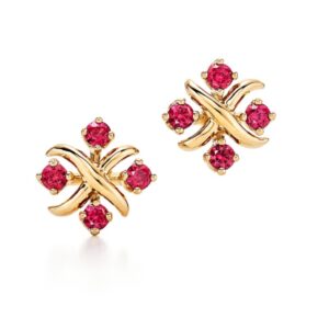 クロスモチーフ ルビー ピアス｜Tiffany Schlumbergerスタイル
